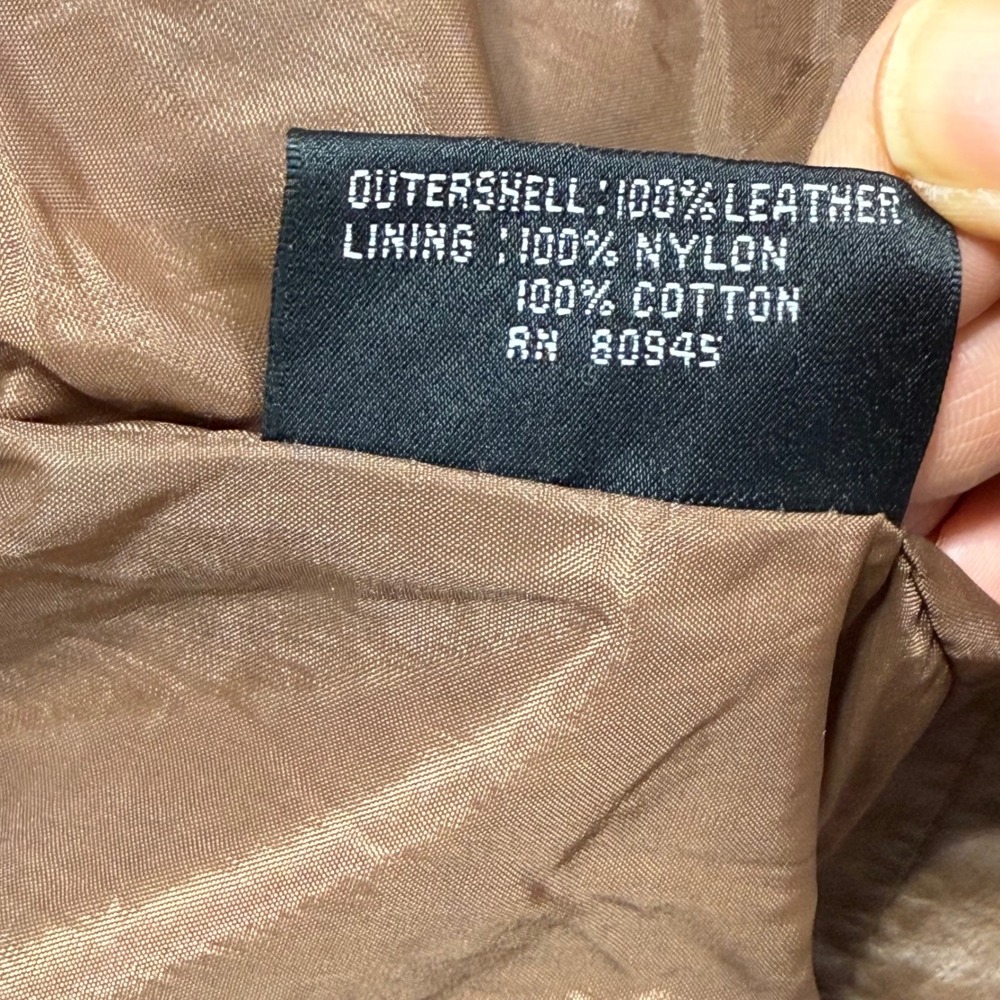 LA Studio Vintage Brown Leather Bomber Jacket Belted Mens Large Made in Korea - Picture 10 of 11